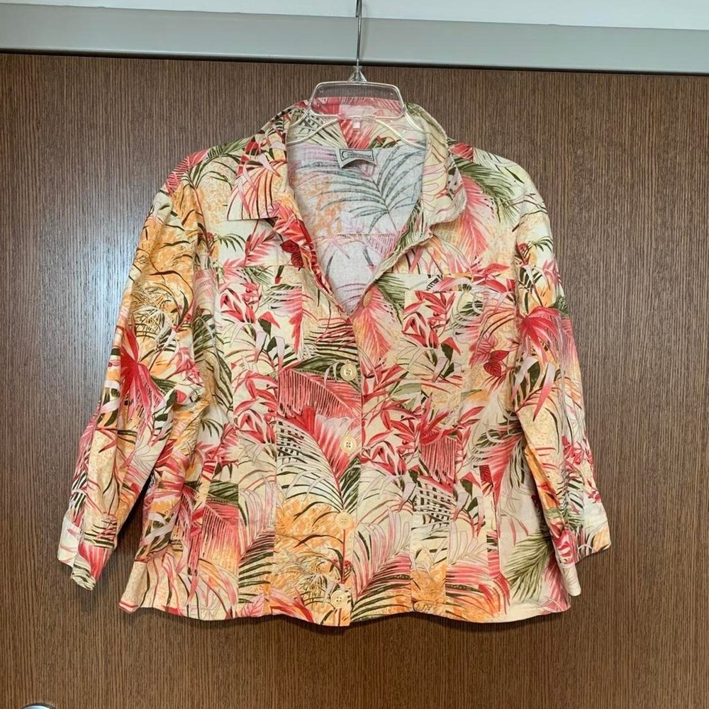 WOMENS VINTAGE Company Collection Blouse Colorful Tropical 80s  Era size M/L